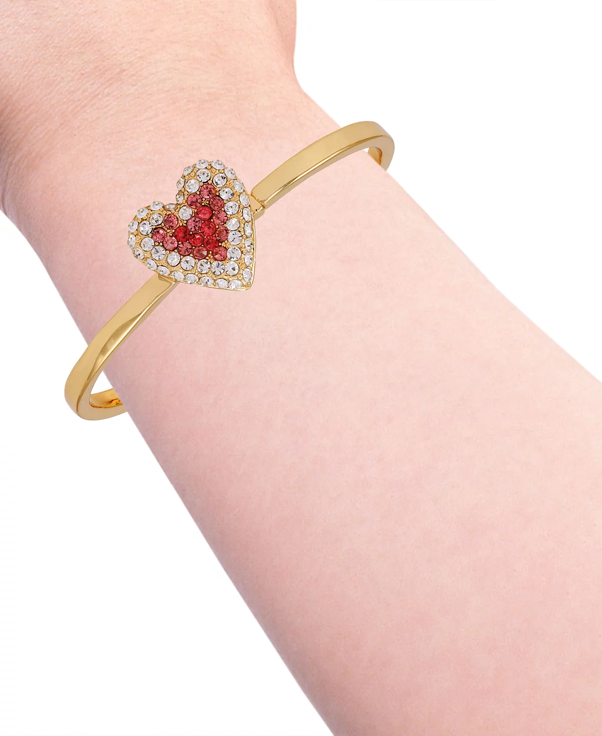 GUESS Gold-Tone Crystal Heart Hinge Bangle Bracelet 2290₽