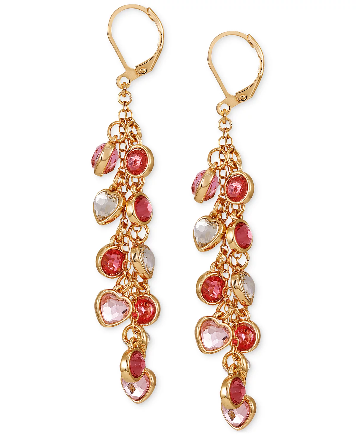 GUESS Gold-Tone Crystal Heart - Stone Linear Earrings 2190₽