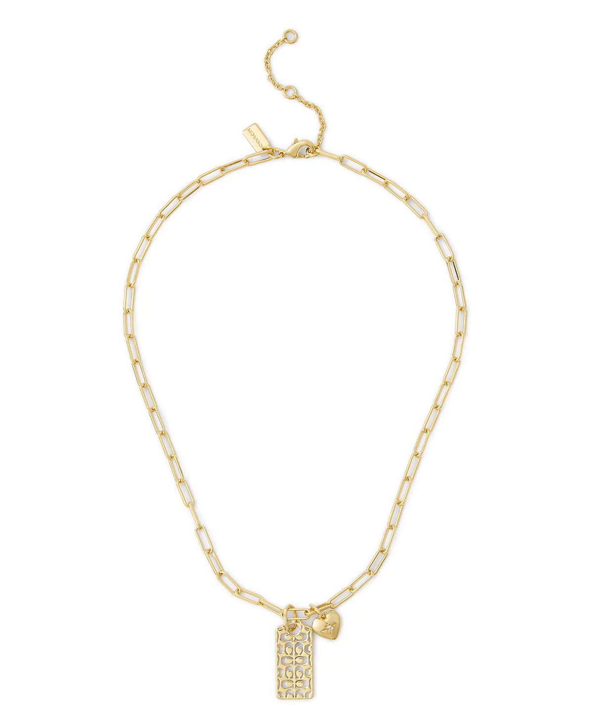 COACH Faux Stone Signature Quilted Hangtag Pendant Necklace 18090₽