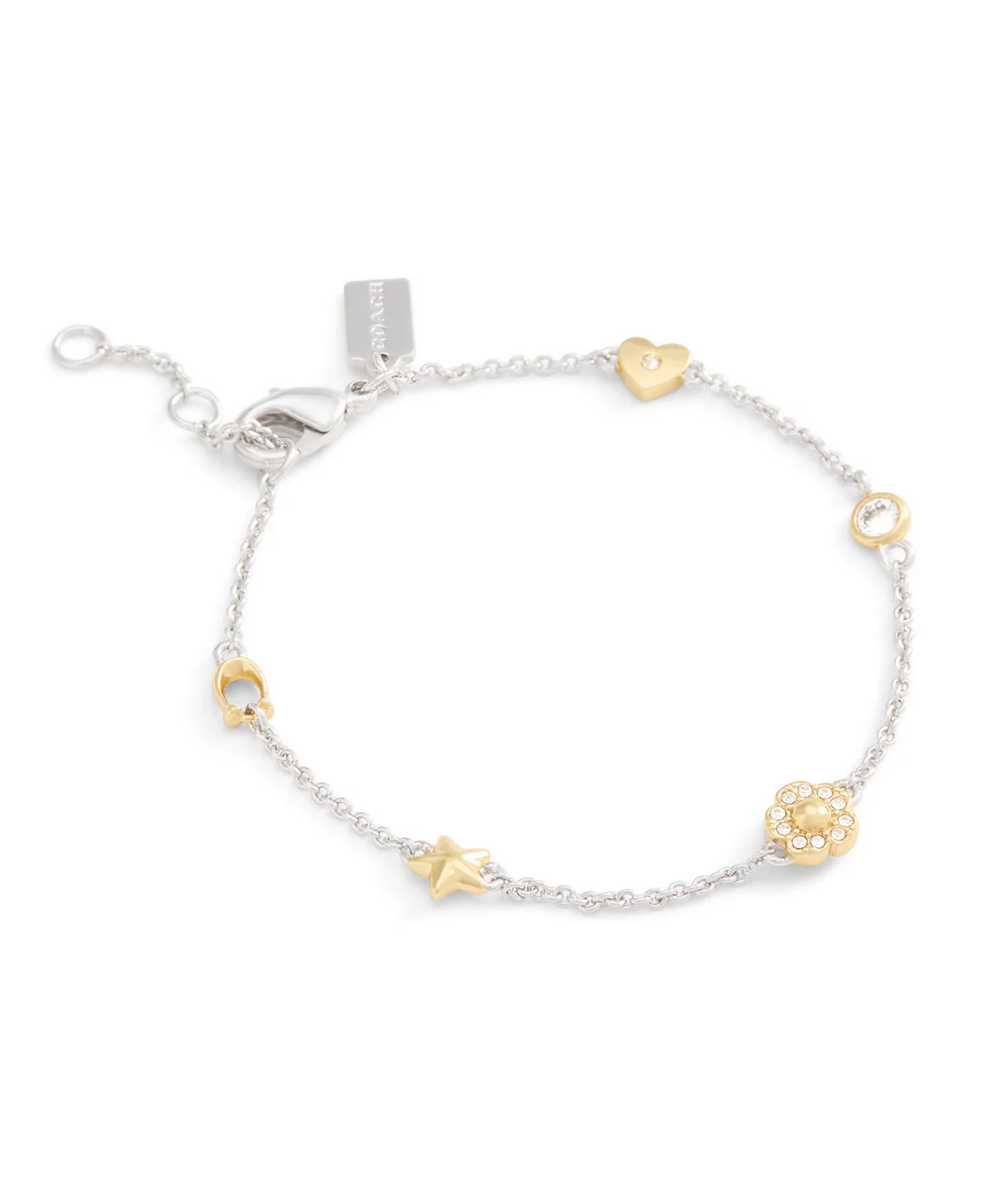 COACH Faux Stone Signature Tea Rose Heart Strand Bracelet 23790₽
