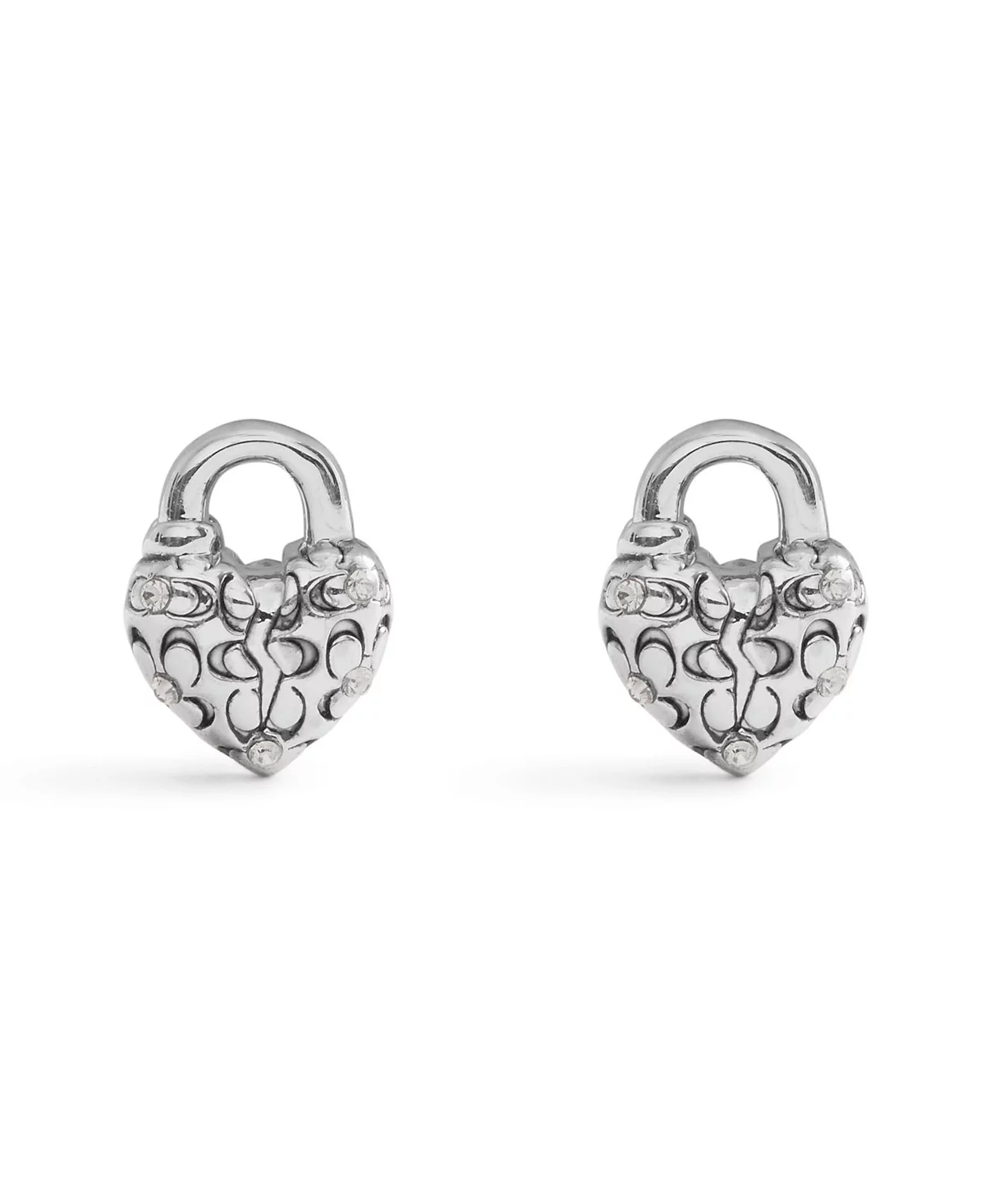 COACH Faux Stone Signature Quilted Broken Heart Padlock Stud Earrings 10490₽