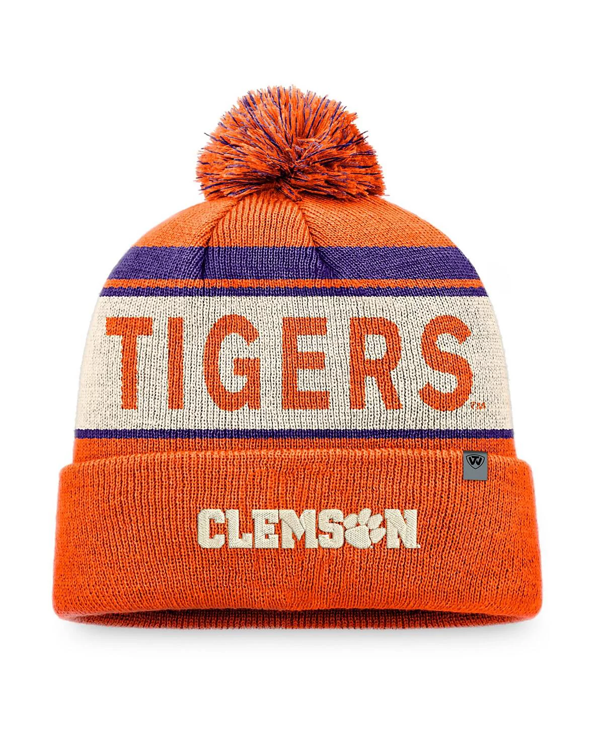 Top of the World Mens Orange Clemson Tigers Prime Cuffed with Pom Knit Hat 4590₽