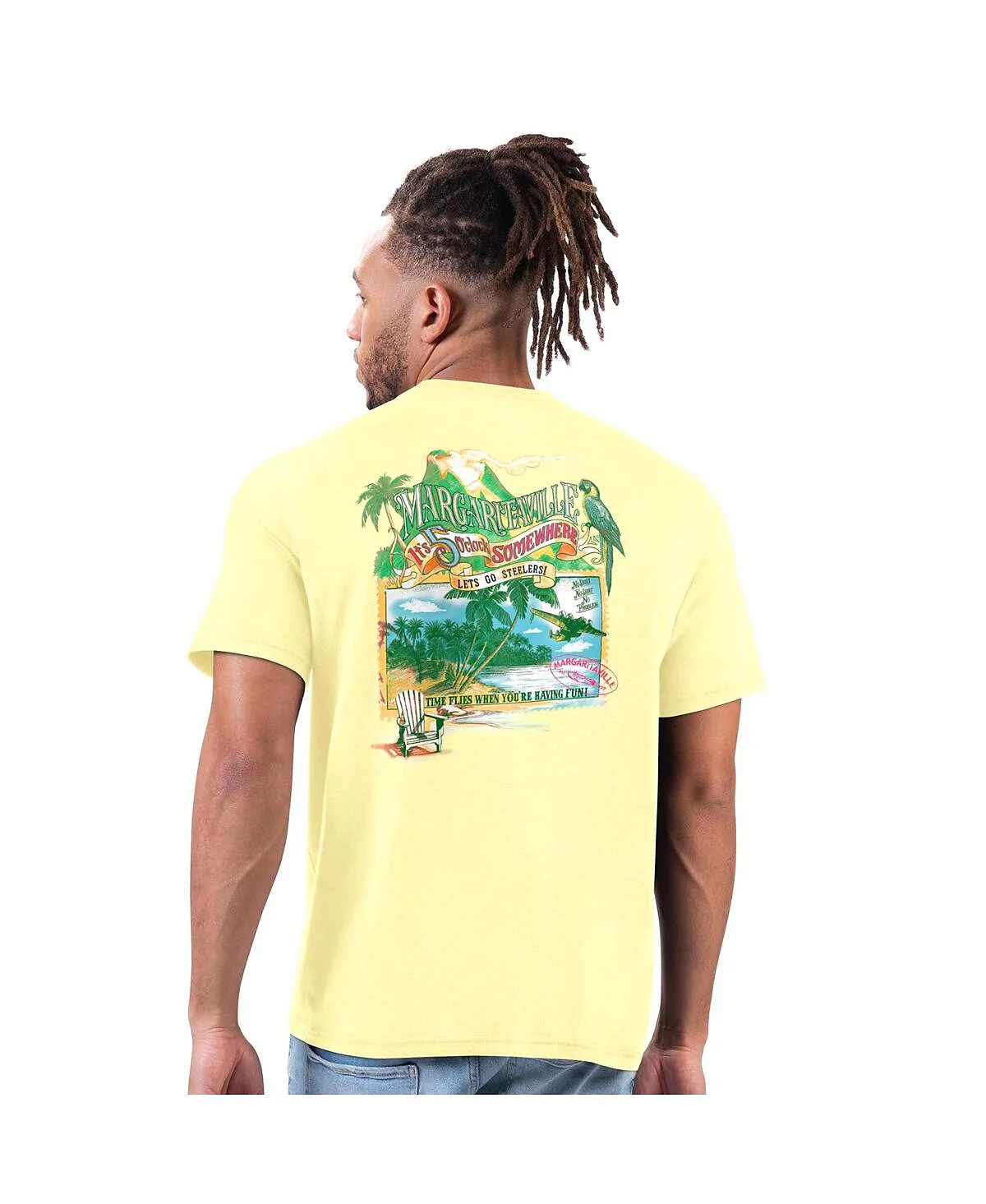 Margaritaville Mens Gold Pittsburgh Steelers Time Flies T-Shirt 7590₽