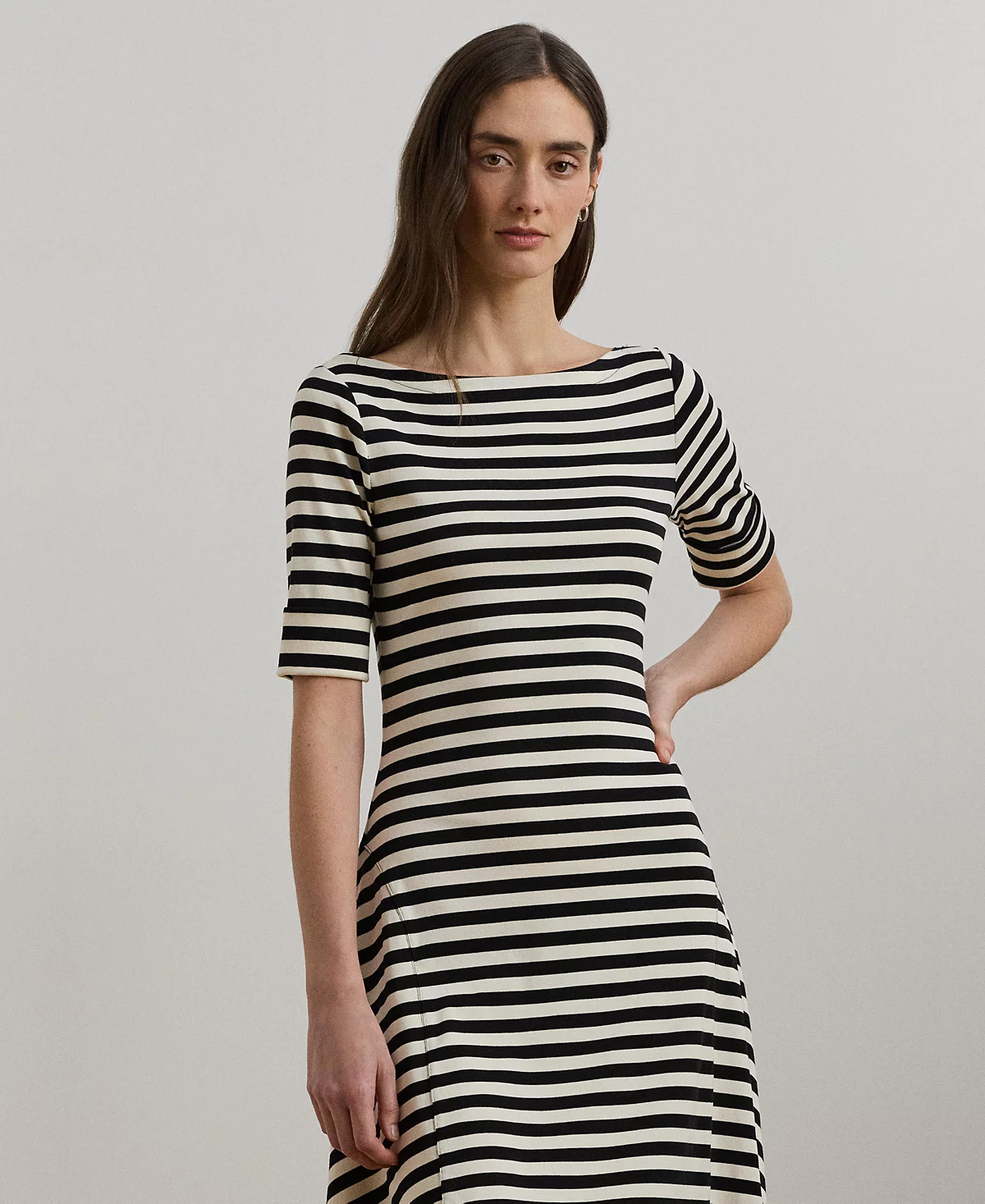 Lauren Ralph Lauren Women's Striped Stretch Cotton Midi Dress