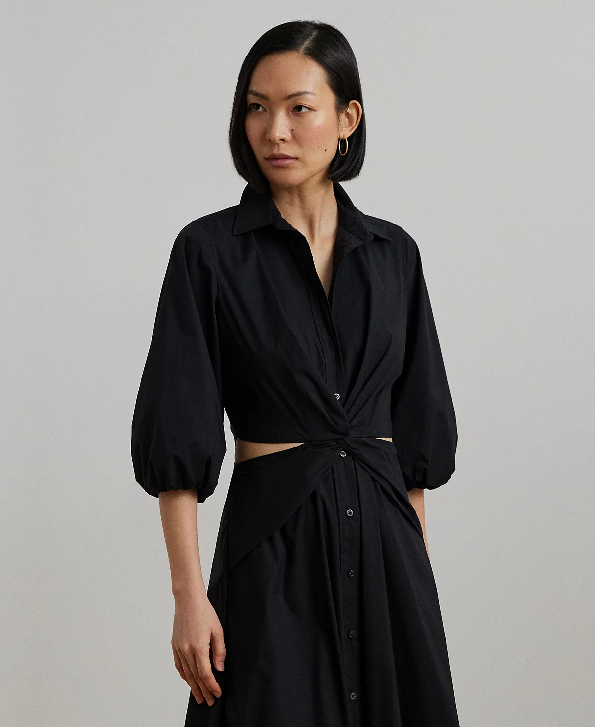 Lauren Ralph Lauren Women's Cotton-Blend Bubble-Sleeve Shirtdress