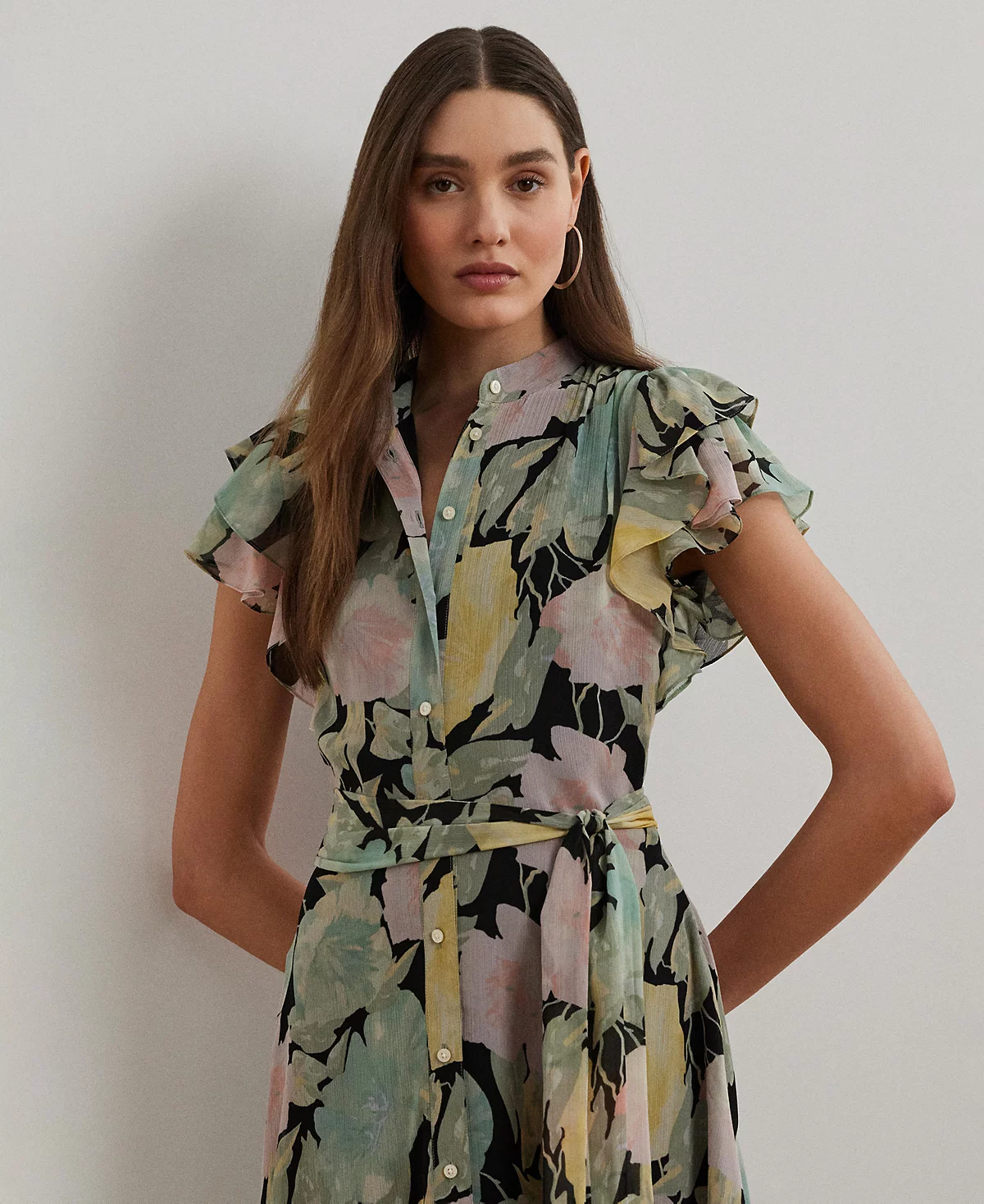 Lauren Ralph Lauren Women's Floral Belted Georgette Shirtdress