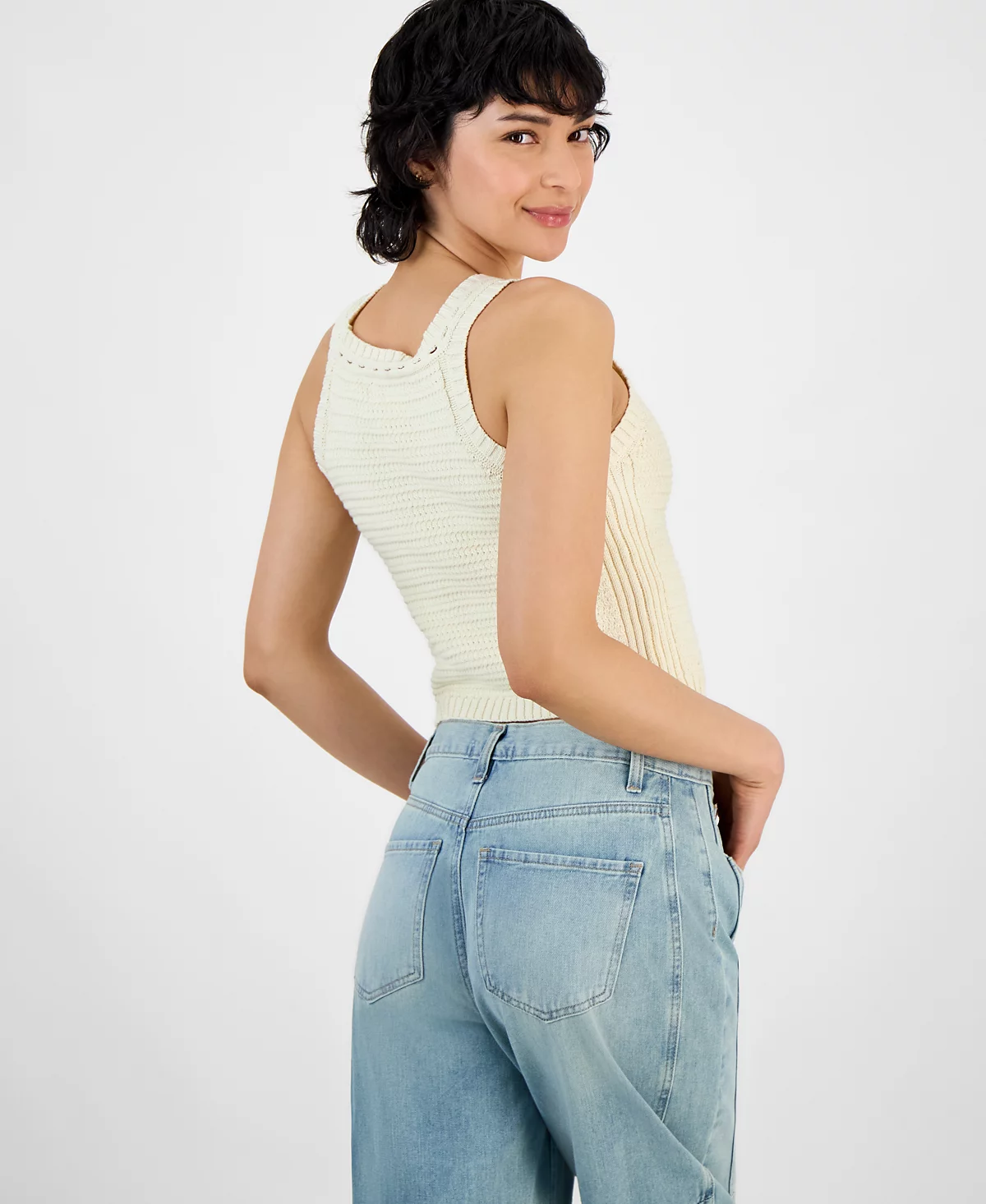 And Now This Women's Cotton Cropped Sweater Tank Top, Regular & Petites, Exclusively at Macy's