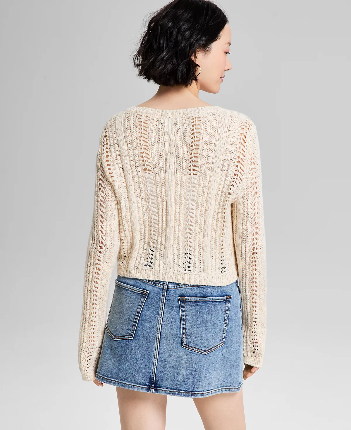 And Now This Women's Pointelle-Knit Scoop-Neck Cardigan, Exclusively at Macy's