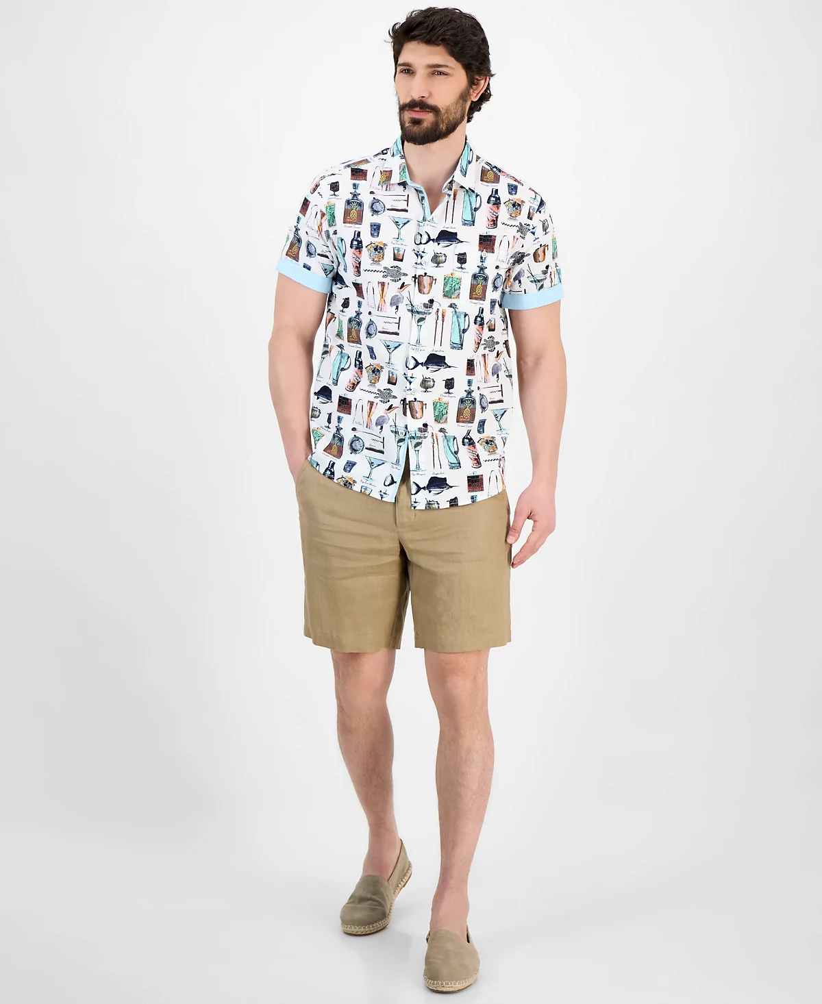 Tommy Bahama Men's Nova Wave Well Stocked Classic-Fit Printed Button-Down Seersucker Shirt