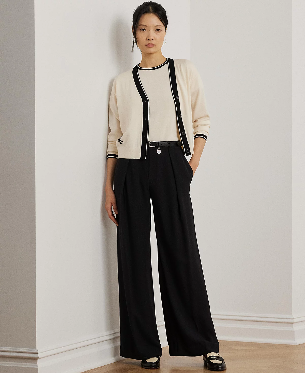 Lauren Ralph Lauren Women's Two-Tone Cotton-Blend Cardigan