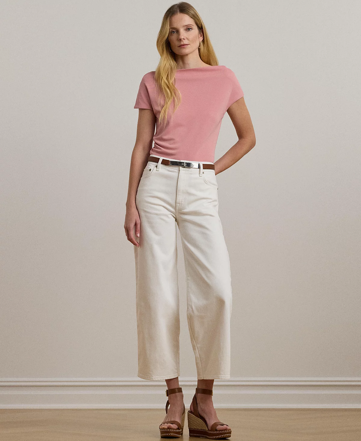 Женский асимметричный топ из джерси Lauren Ralph Lauren с открытыми плечами