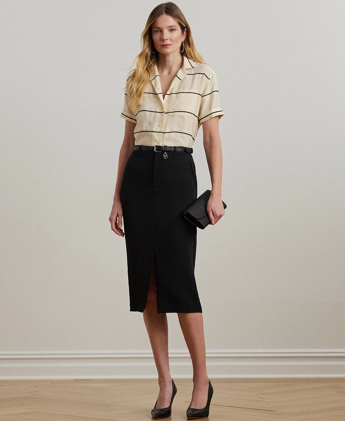 Женская рубашка Lauren Ralph Lauren в полоску с коротким рукавом Camp от Lauren