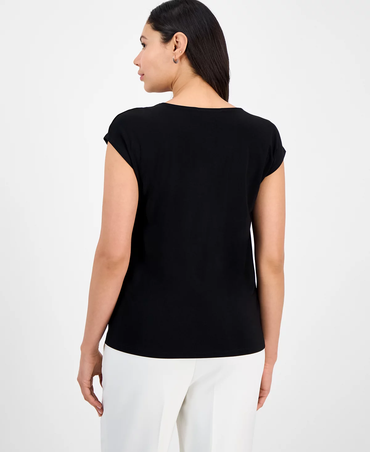 Kasper Women's Scrunch-Front Cap-Sleeve Top, Regular & Petite Sizes