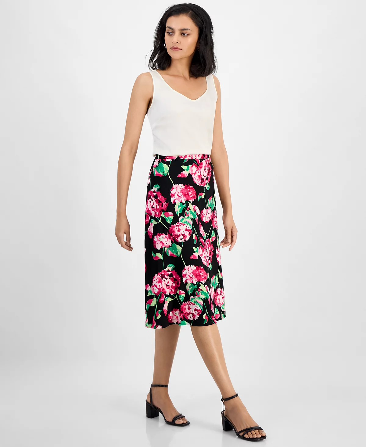 Kasper Women's Floral Flared Pull-On Midi Skirt
