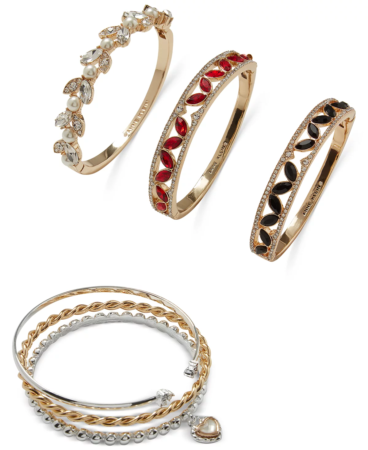 Anne Klein Gold-Tone Blue Baguette Stone Cuff Bracelet 4190₽