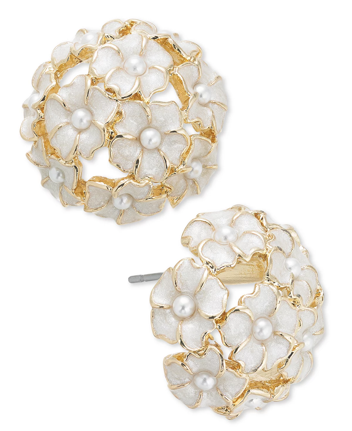 Charter Club Gold-Tone Imitation Pearl - Epoxy Flower Bouquet Stud Earrings Created for Macys 3390₽