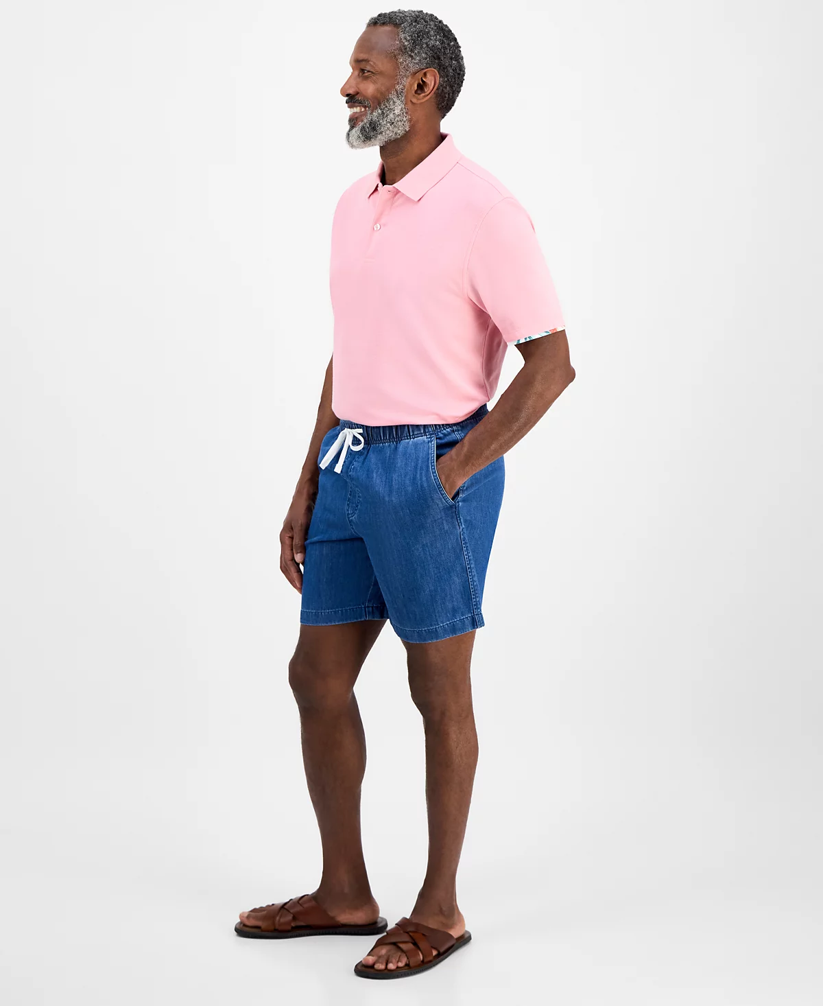 Club Room Men's Drawstring Chambray Shorts, Exclusively at Macy's