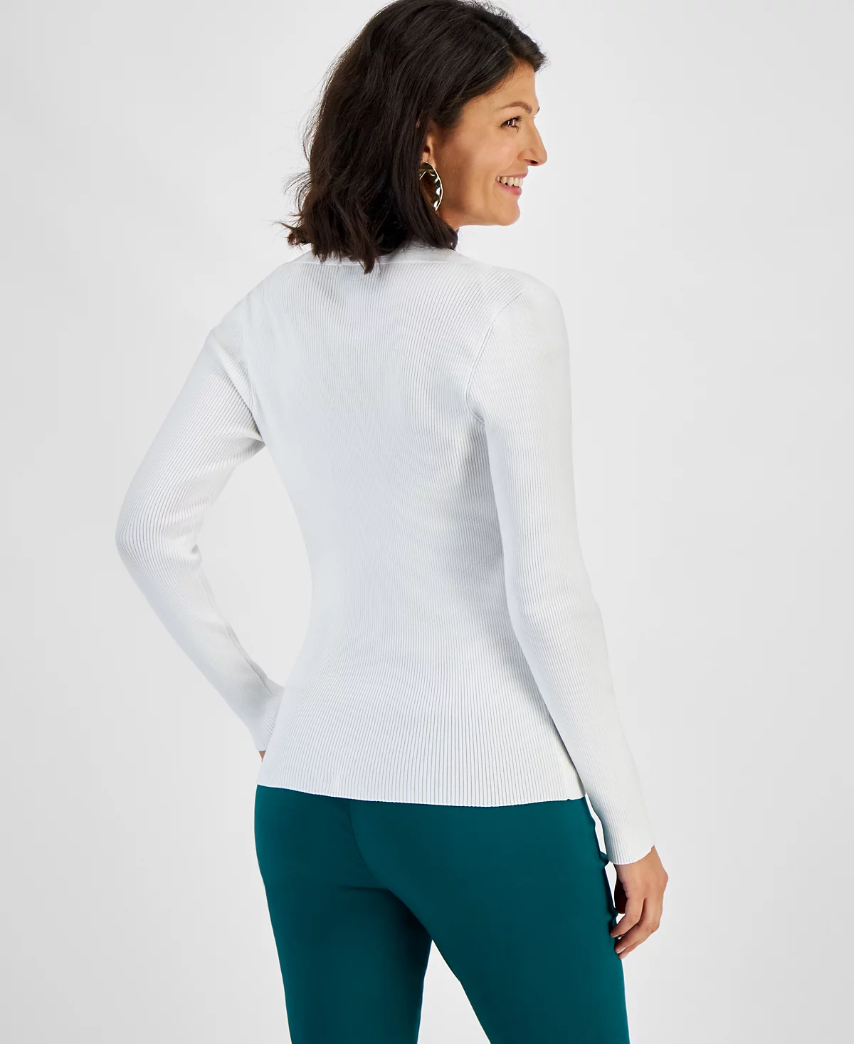 I.N.C. International Concepts Women's Ribbed Long-Sleeve Sweater, Created for Macy's 