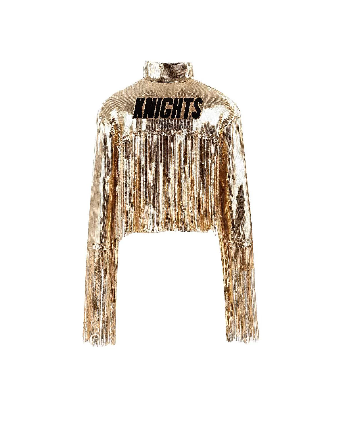 Cuce Womens Gold Vegas Golden Knights Cropped Sequin Fringe Jacket 30490₽