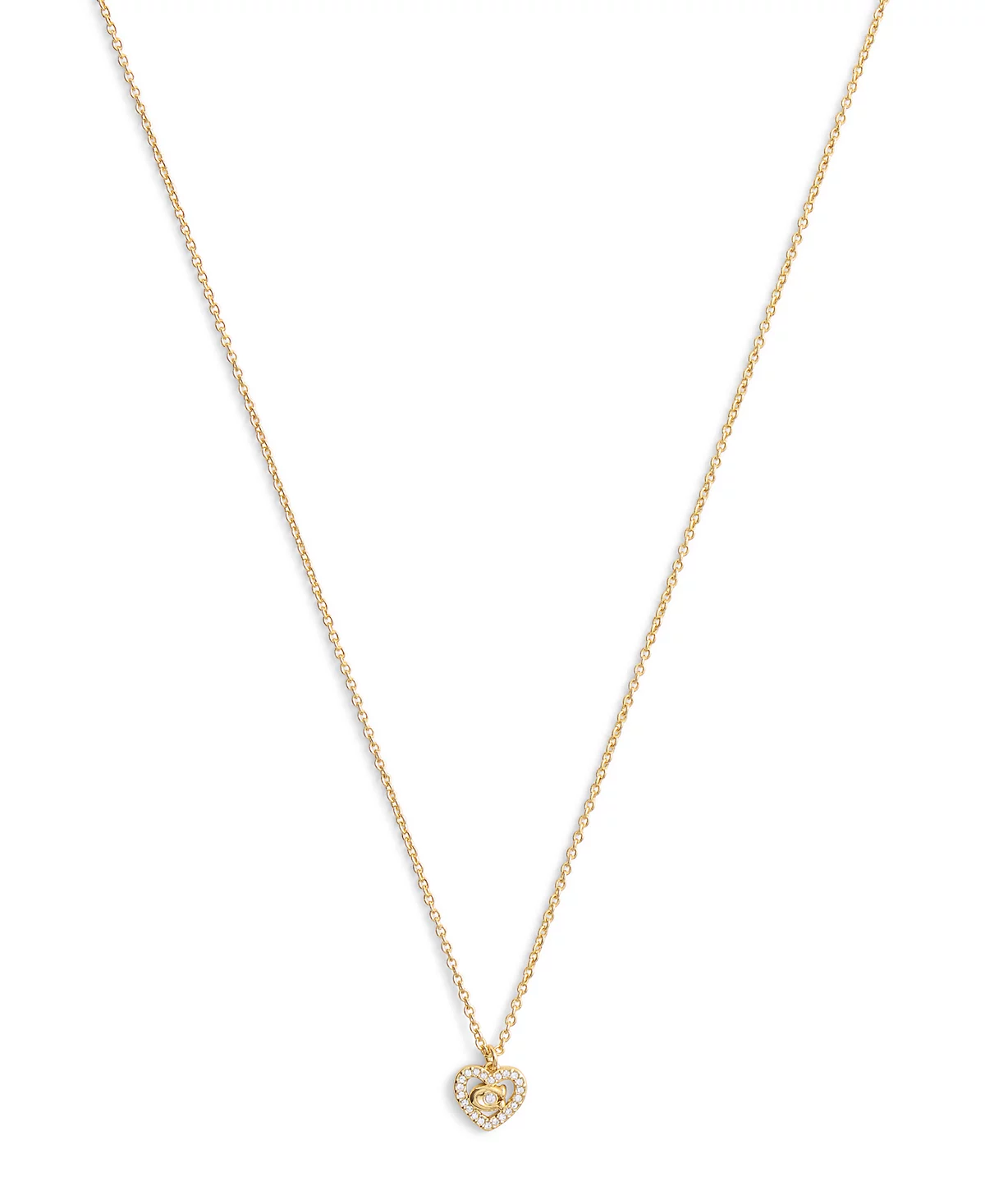 COACH Faux Stone Signature C Pav Heart Pendant Necklace 12690₽
