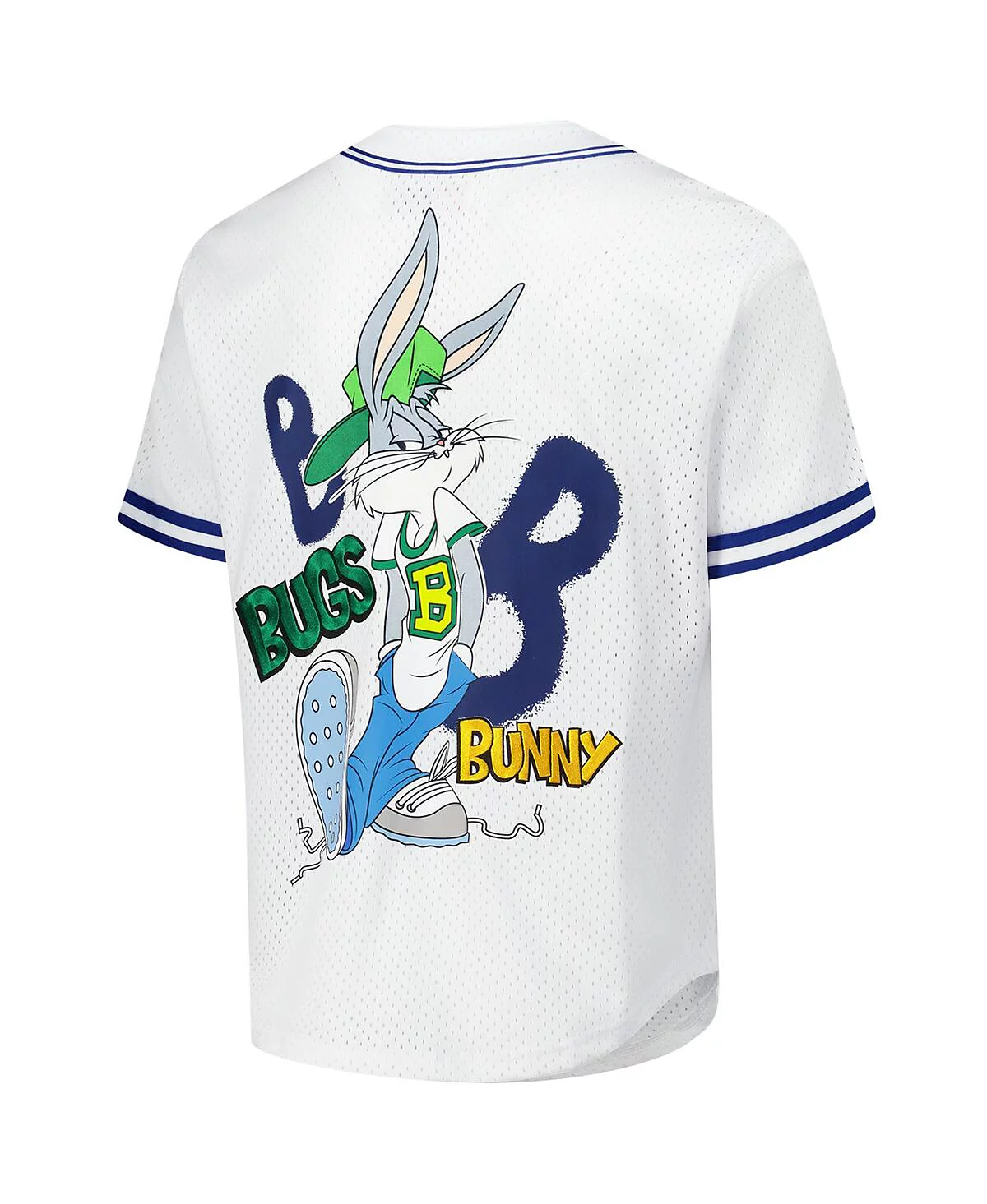 Freeze Max Mens White Looney Tunes Bugs Bunny Hip Hop Bugs Button-Up Baseball Jersey 12890₽