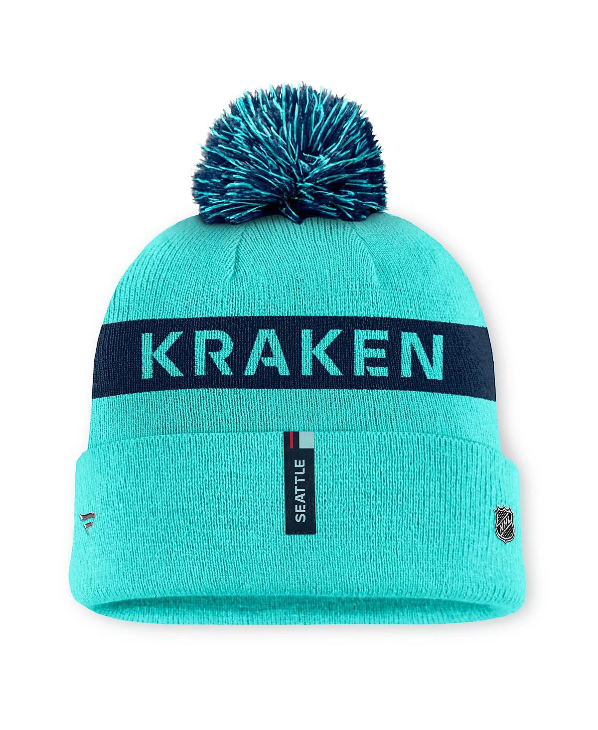 Fanatics Womens Light BlueNavy Seattle Kraken Authentic Pro Rink Cuffed Knit Hat with Pom 6090₽