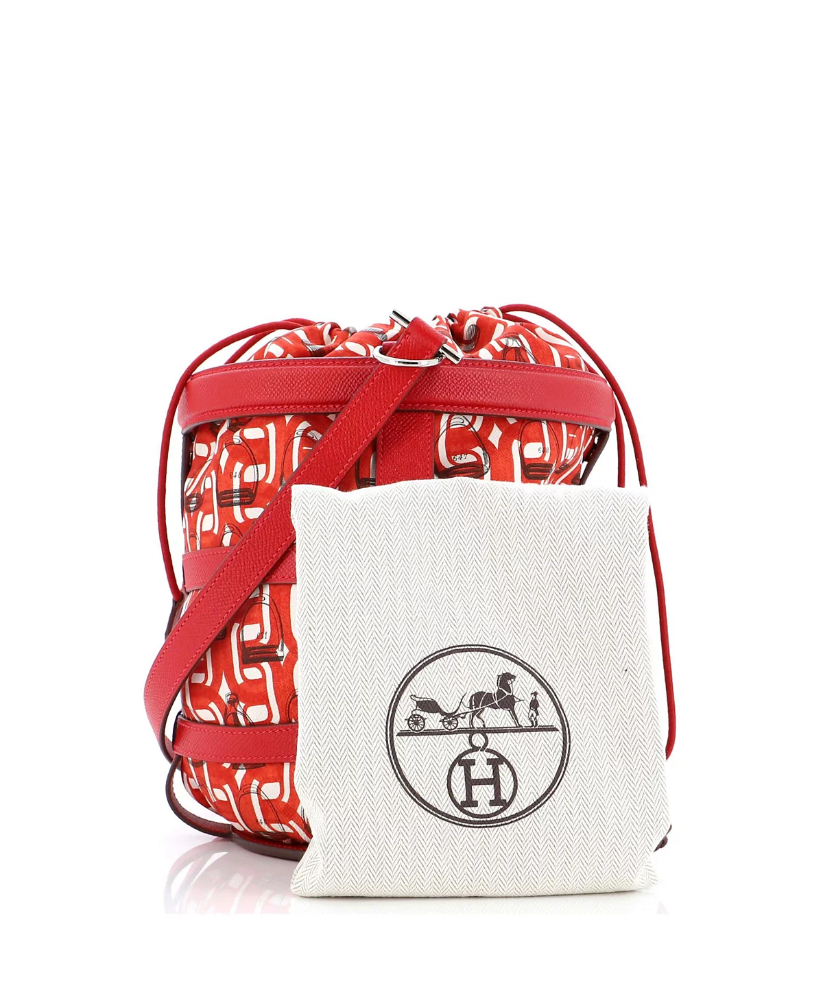 Pre-Owned Hermes Musardine Bucket Bag Printed Silk with Leather 305790₽