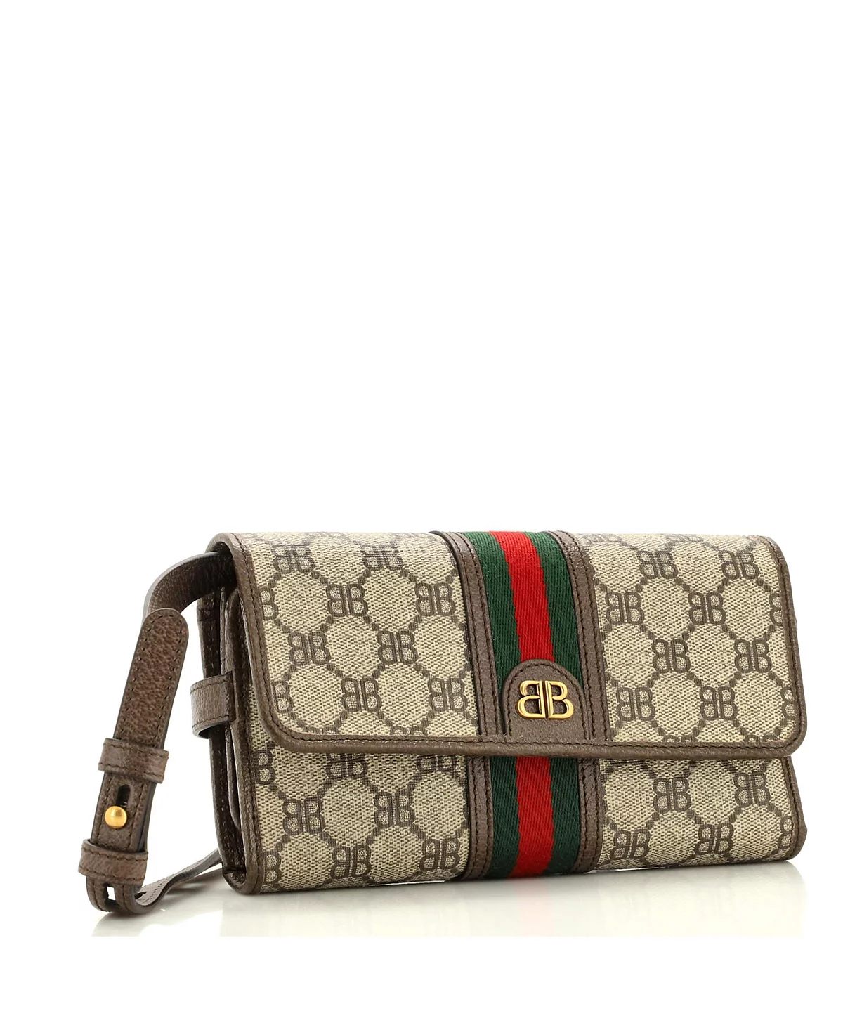 Pre-Owned Balenciaga  x Gucci The Hacker Wallet on Strap BB Coated Canvas