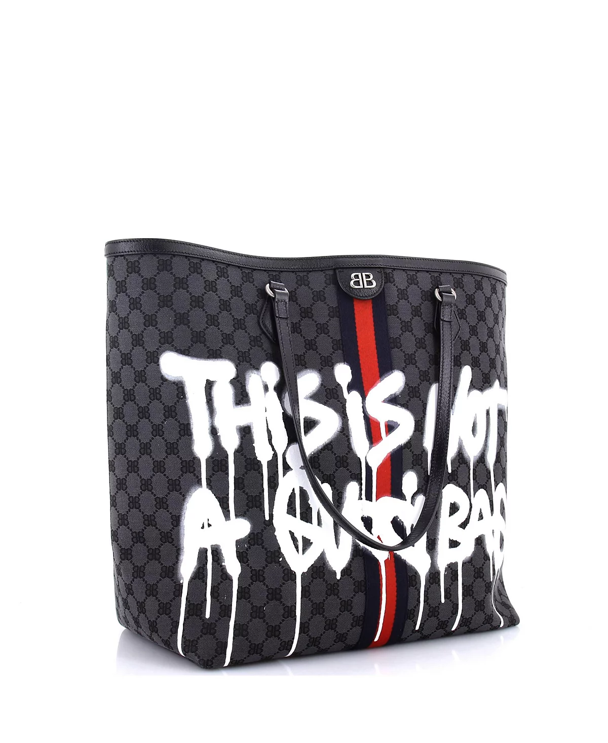 Pre-Owned Balenciaga Large x Gucci The Hacker Project Tote Graffiti BB Canvas