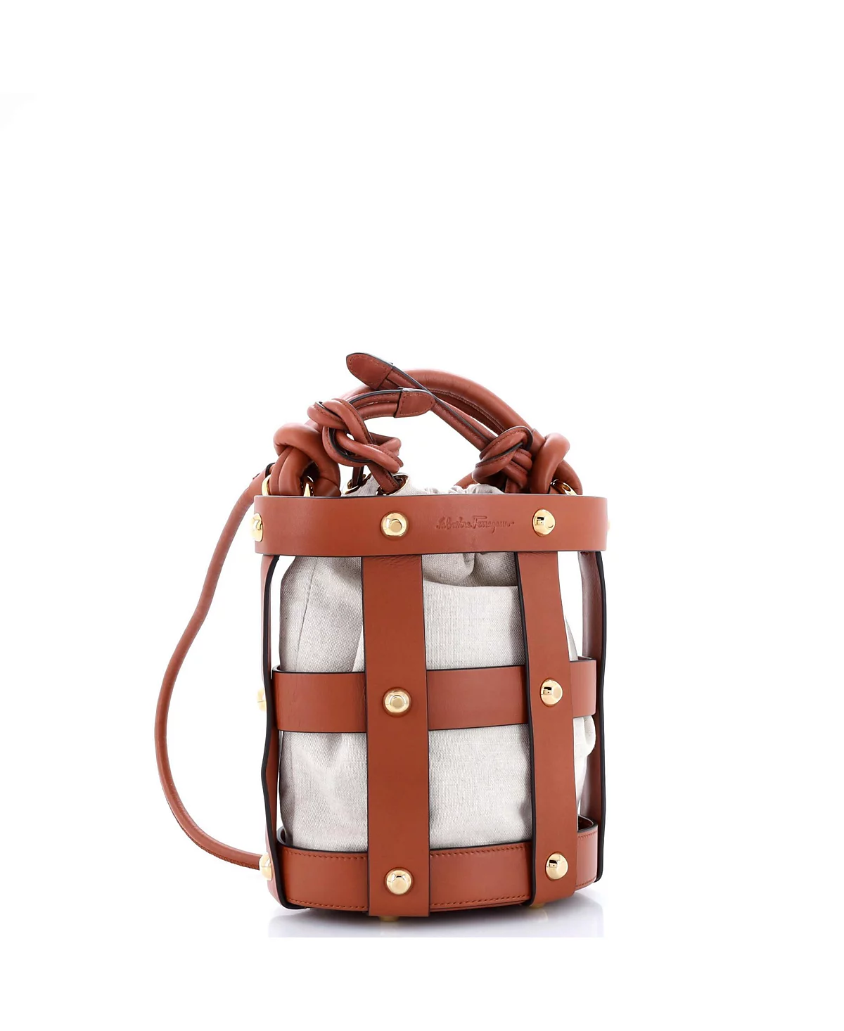 Pre-Owned Salvatore Ferragamo Small Cage Bucket Bag Leather 86590₽
