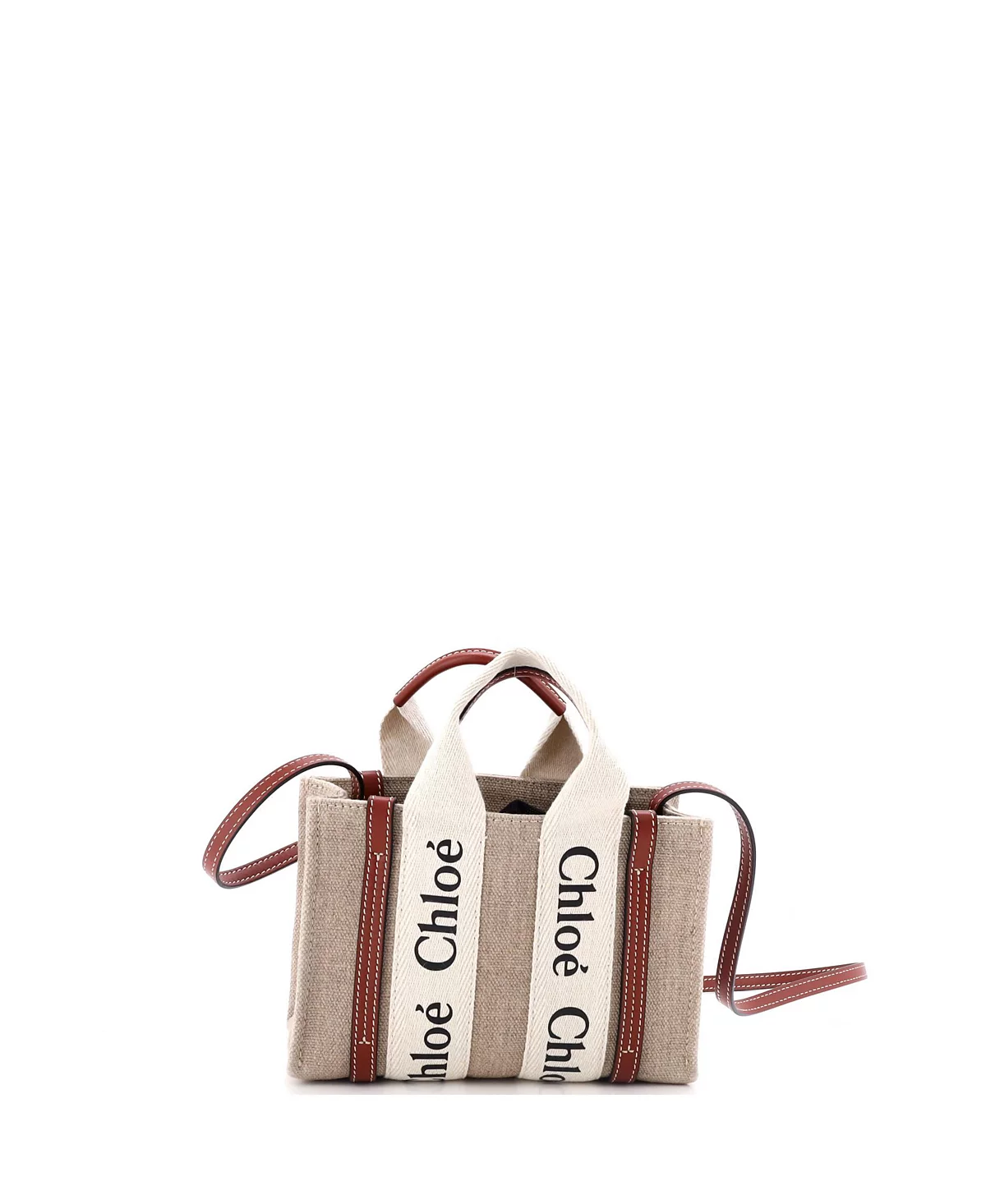 Pre-Owned Chloe Mini Woody Convertible Tote Canvas with Leather 106790₽