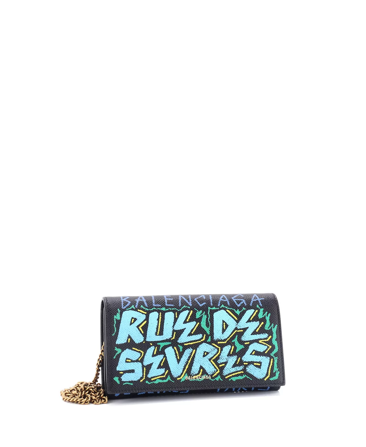 Pre-Owned Balenciaga  Graffiti Ville Phone Wallet on Chain Leather