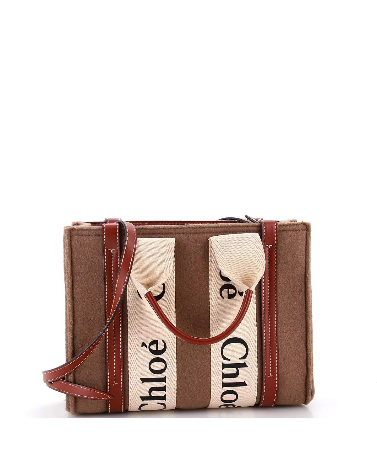 Pre-Owned Chloe Small Woody Tote Recycled Felt with Leather and Canvas 119690₽