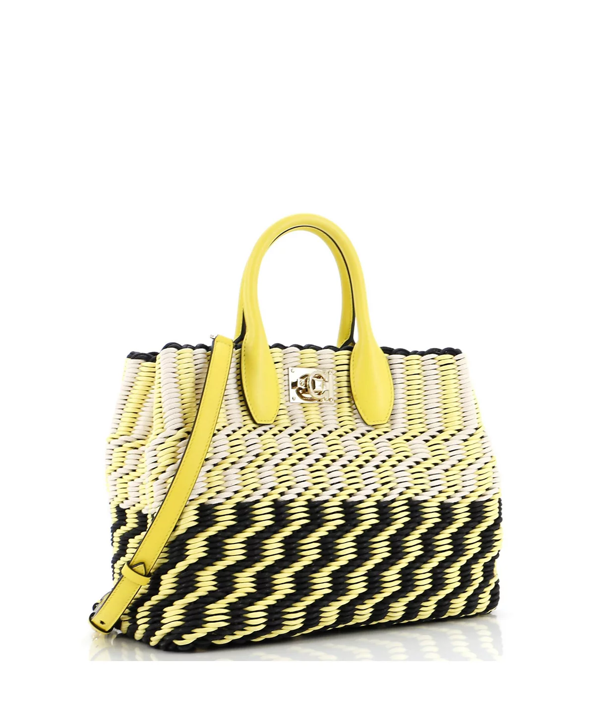 Pre-Owned Salvatore Ferragamo Small Studio Satchel Woven Cord 85690₽