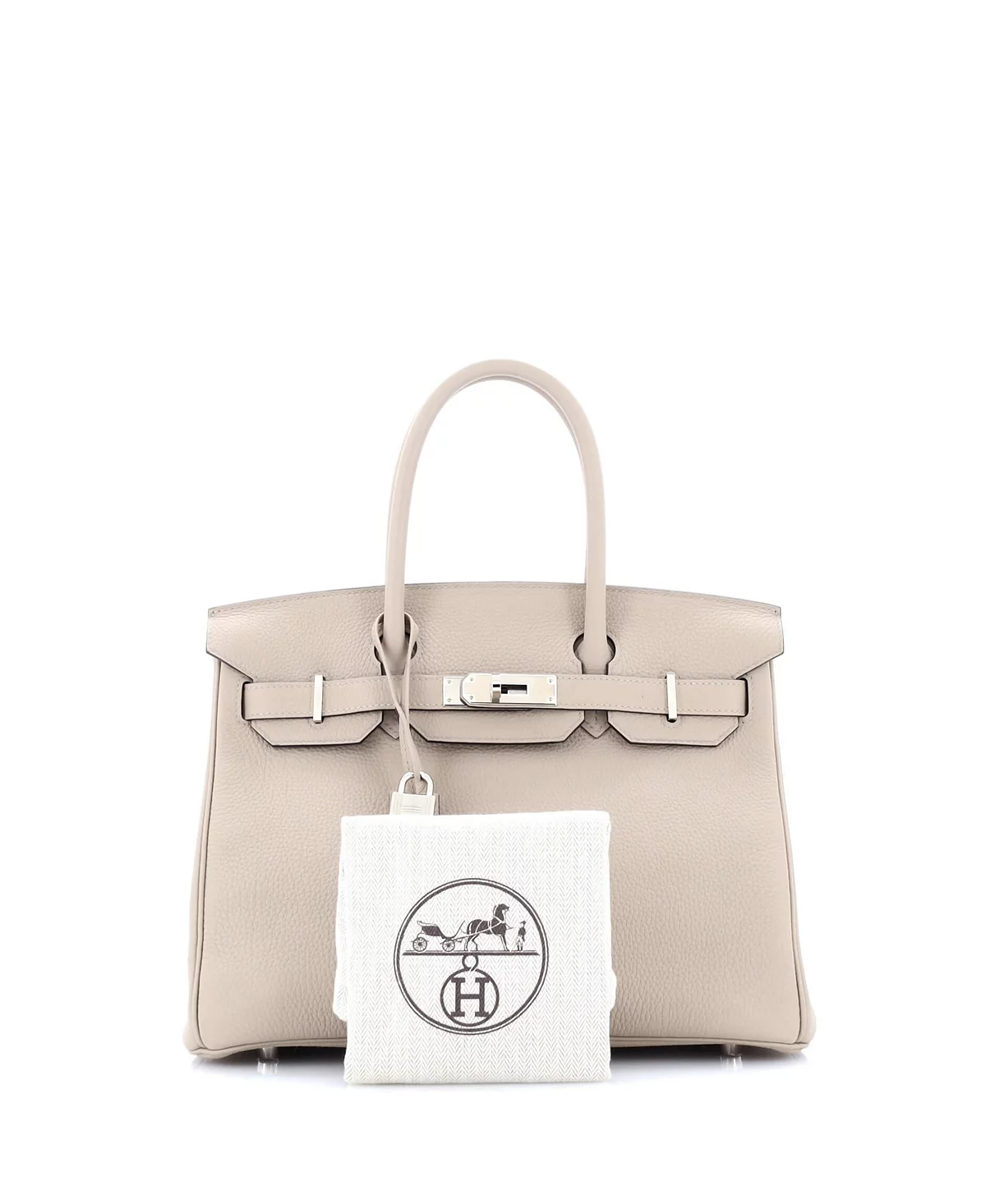 Pre-Owned HERMS Birkin 30 Handbag Grey Togo with Palladium Hardware 3113690₽