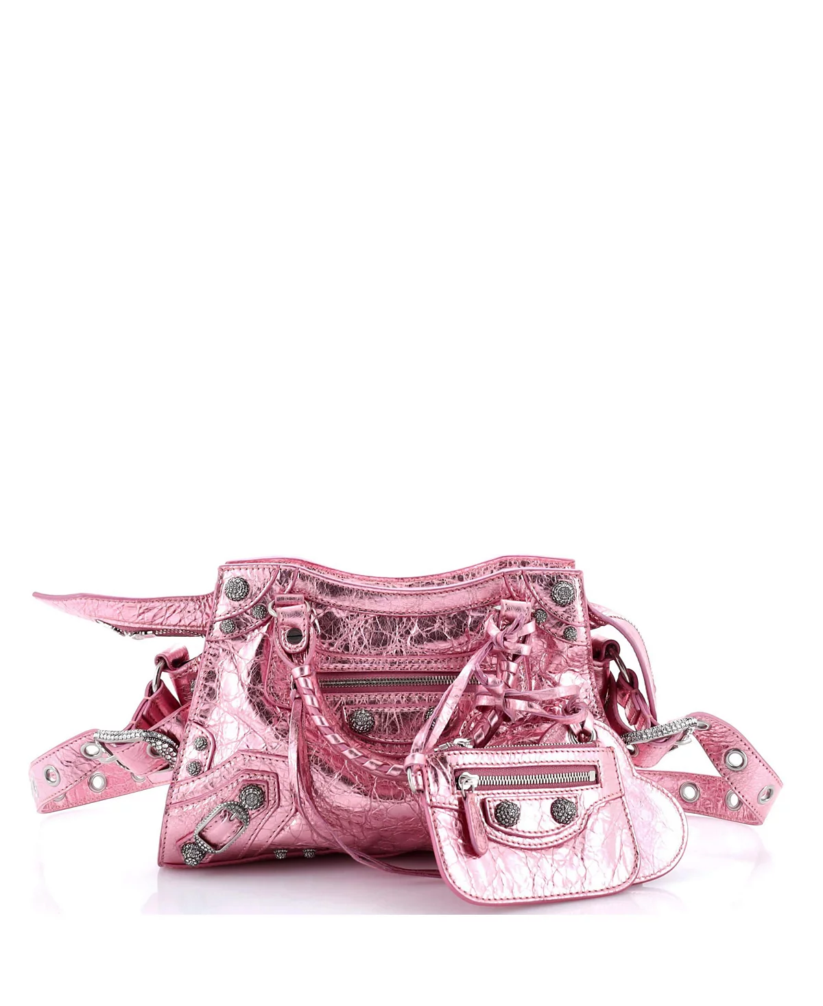 Pre-Owned Balenciaga XS Neo Cagole City Bag Leather with Crystals 338090₽