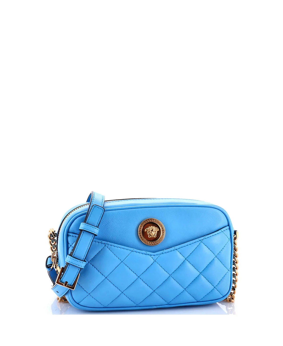 Pre-Owned Versace Small Medusa Icon Front Slip Pocket Camera Bag Quilted Leather