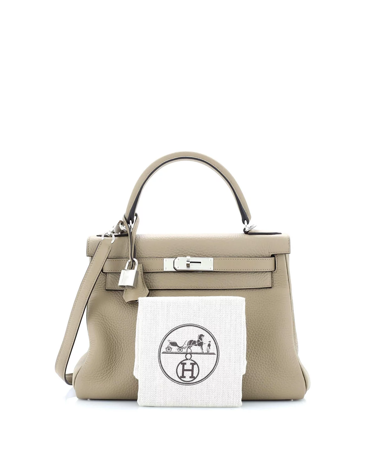 Pre-Owned HERMS Kelly 28 Handbag Brown Clemence with Palladium Hardware 4077090₽