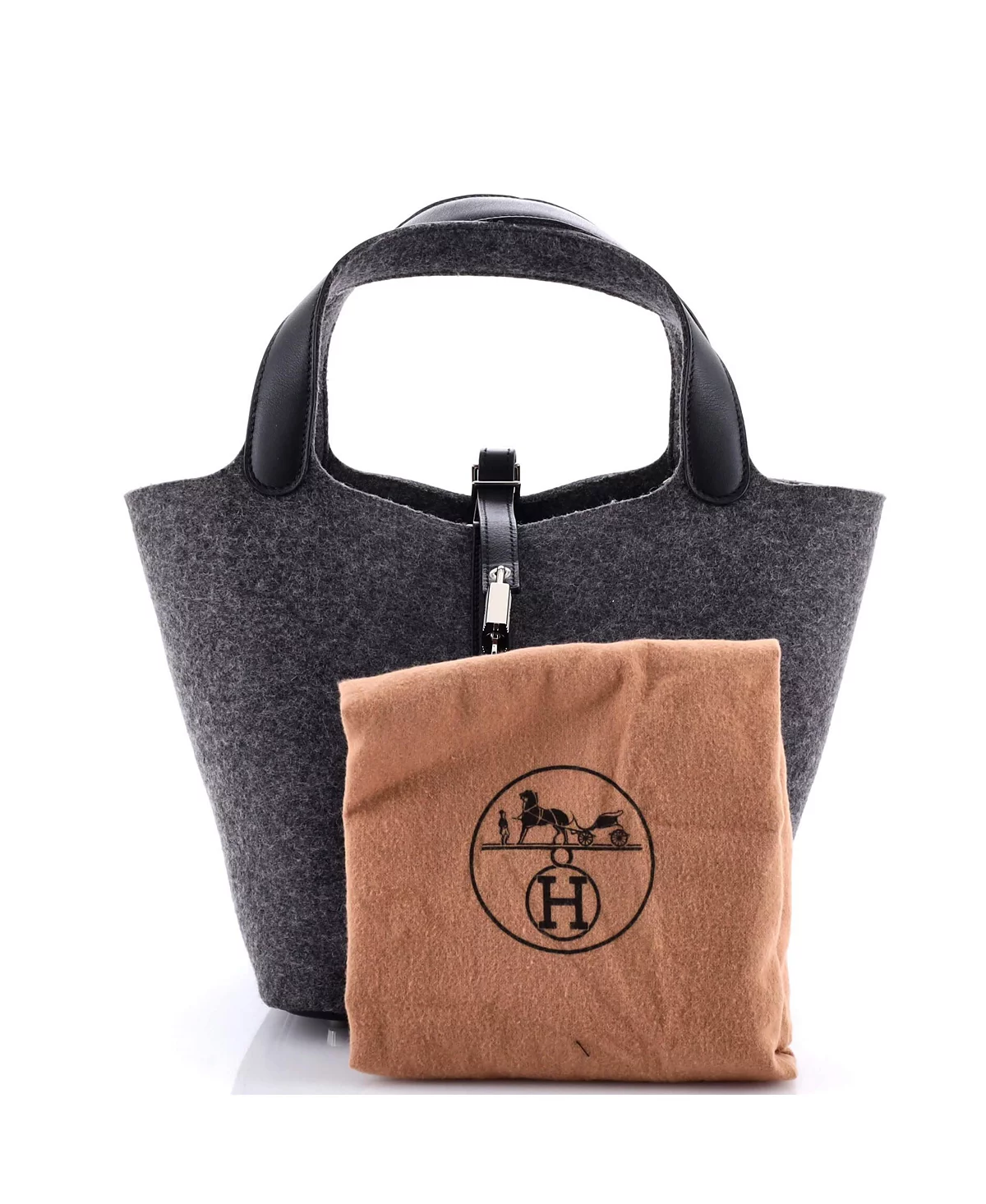 Pre-Owned HERMÉS MM Picotin Lock Bag Felt with Leather