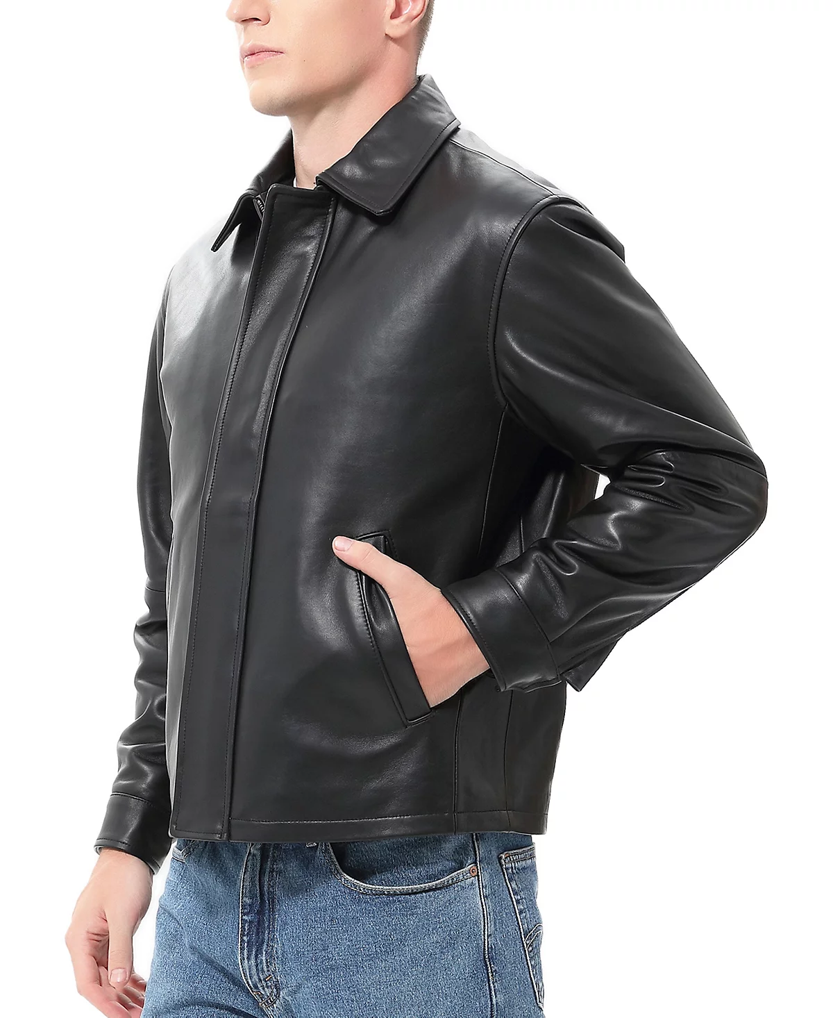 BGSD Men Ryan Zip Front Leather Jacket 76090₽