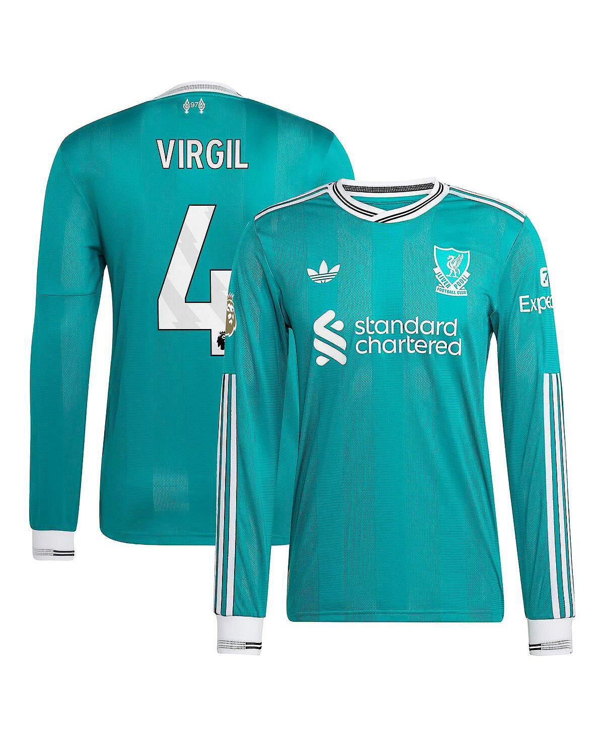 Мужская футболка Virgil van Dijk Green Liverpool 2025/26 Third Authentic с длинным рукавом green