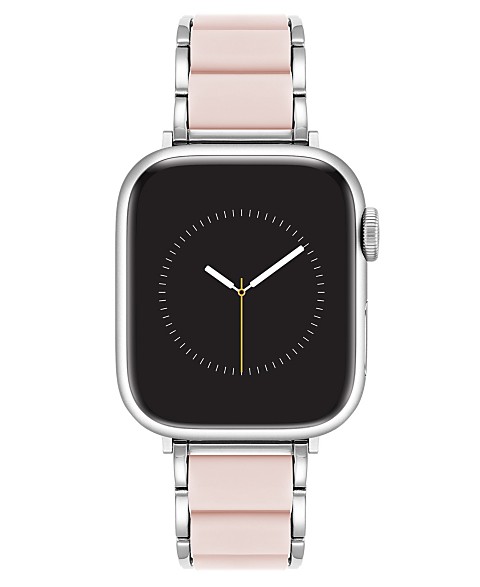 Женские розовые прорезиненные часы Anne Klein с серебристым ремешком из легированного металла для Apple Watch 10 38/40/41 мм