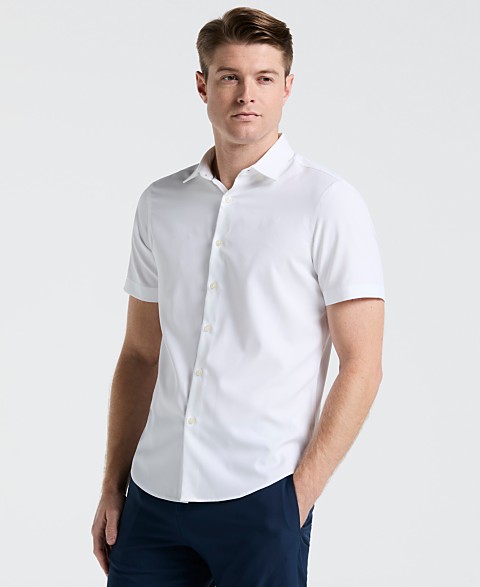 Мужская однотонная рубашка Perry Ellis с коротким рукавом