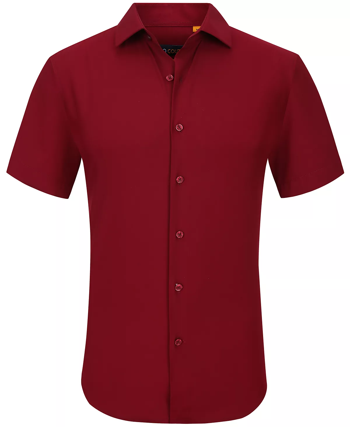 Мужская приталенная рубашка Performance Performance с короткими рукавами из однотонной ткани на пуговицах