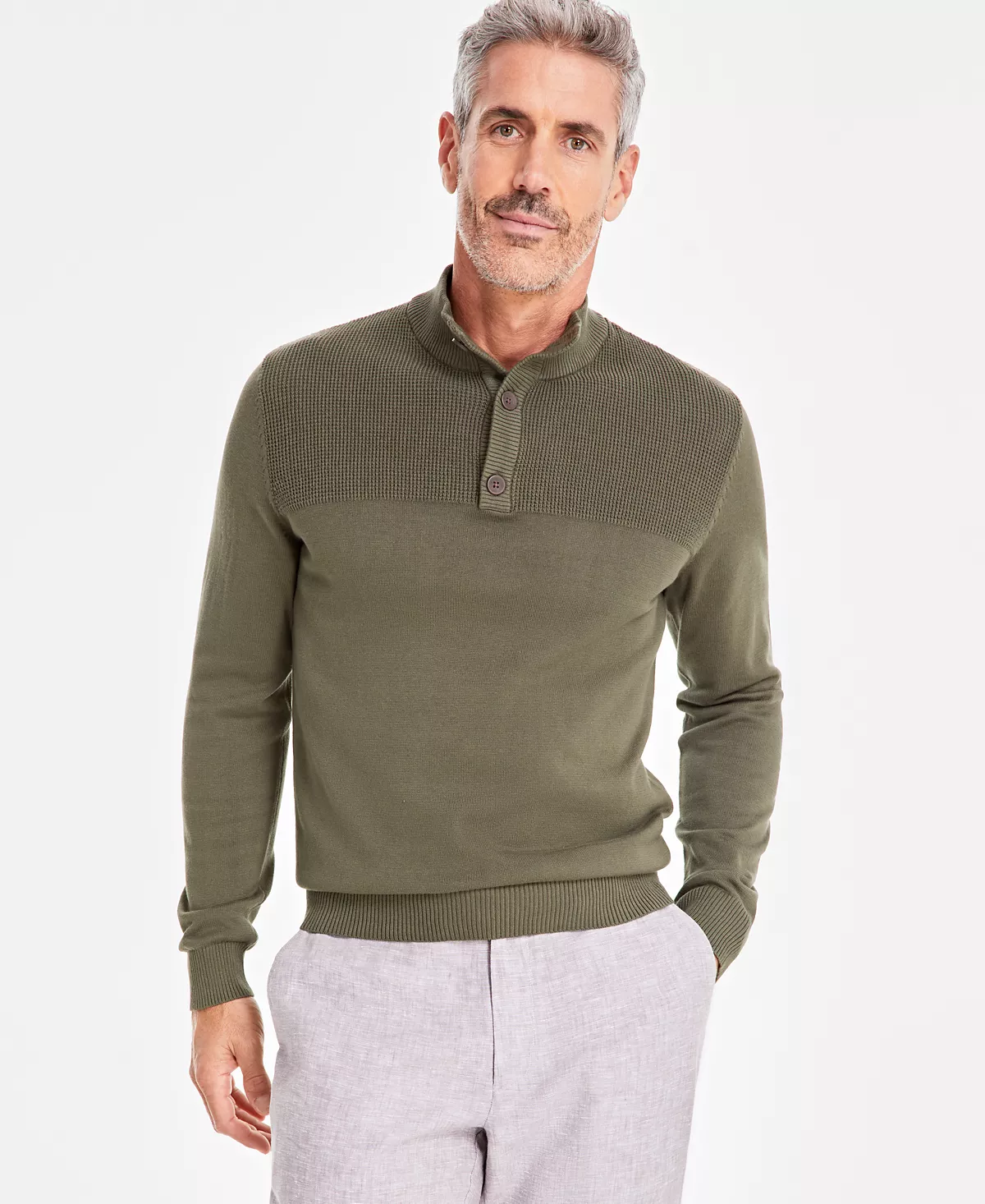 Мужской свитер с имитацией шеи на пуговицах созданный для Macys 4690₽