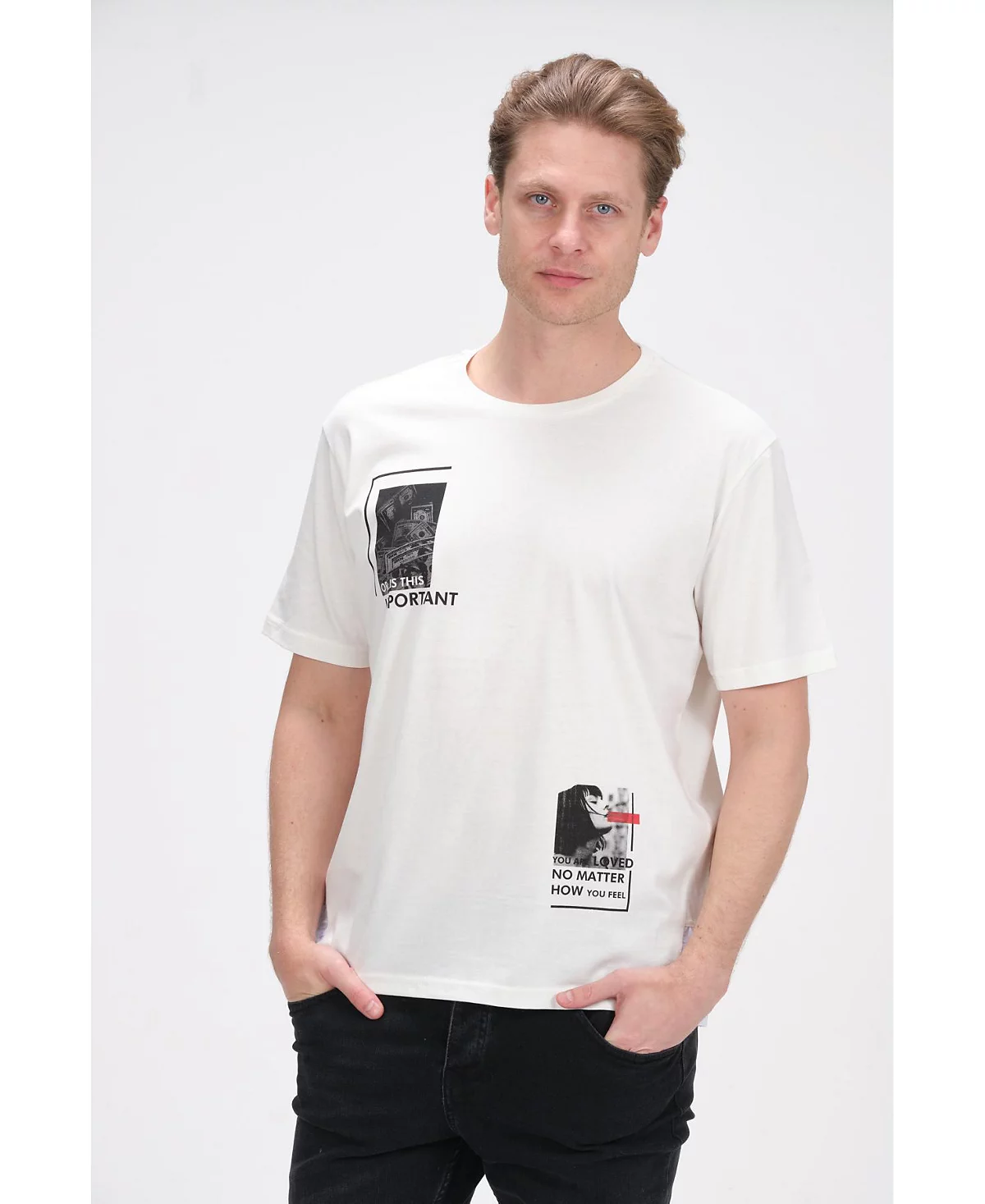 RON TOMSON Mens Modern Print Fitted Important T-shirt 12390₽