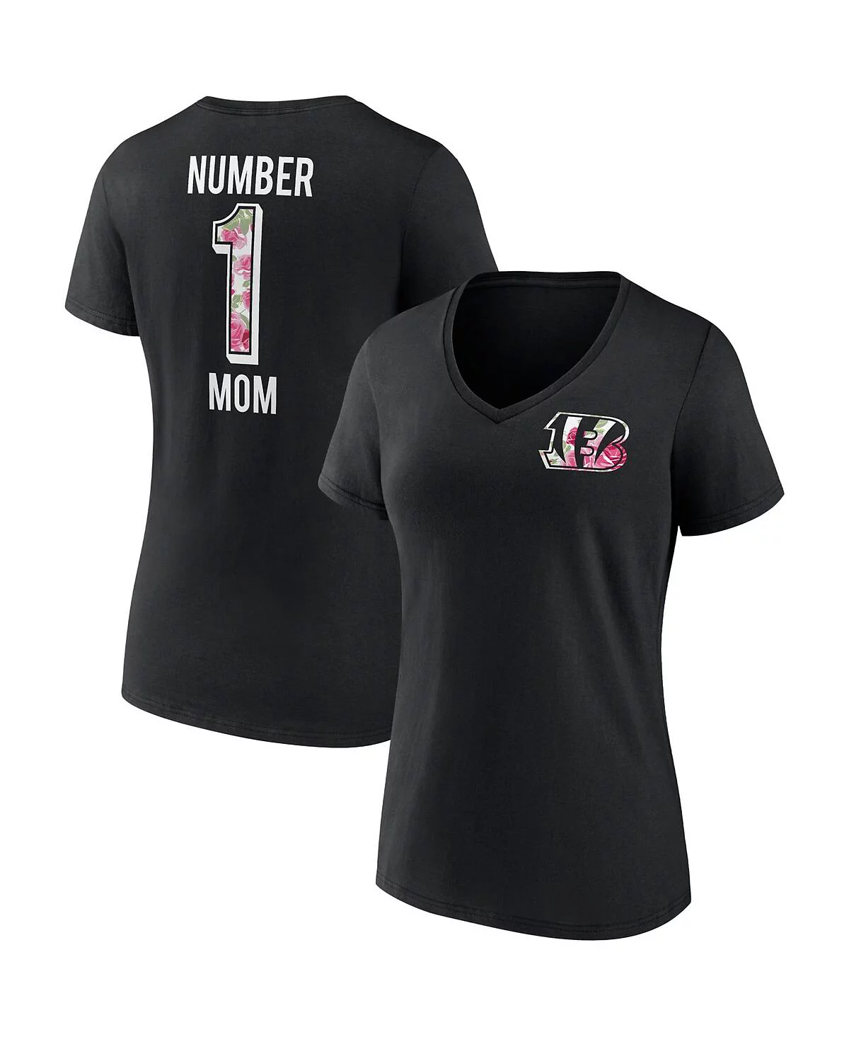 Womens Fanatics Black Cincinnati Bengals Team Mothers Day V-Neck T-shirt 5690₽