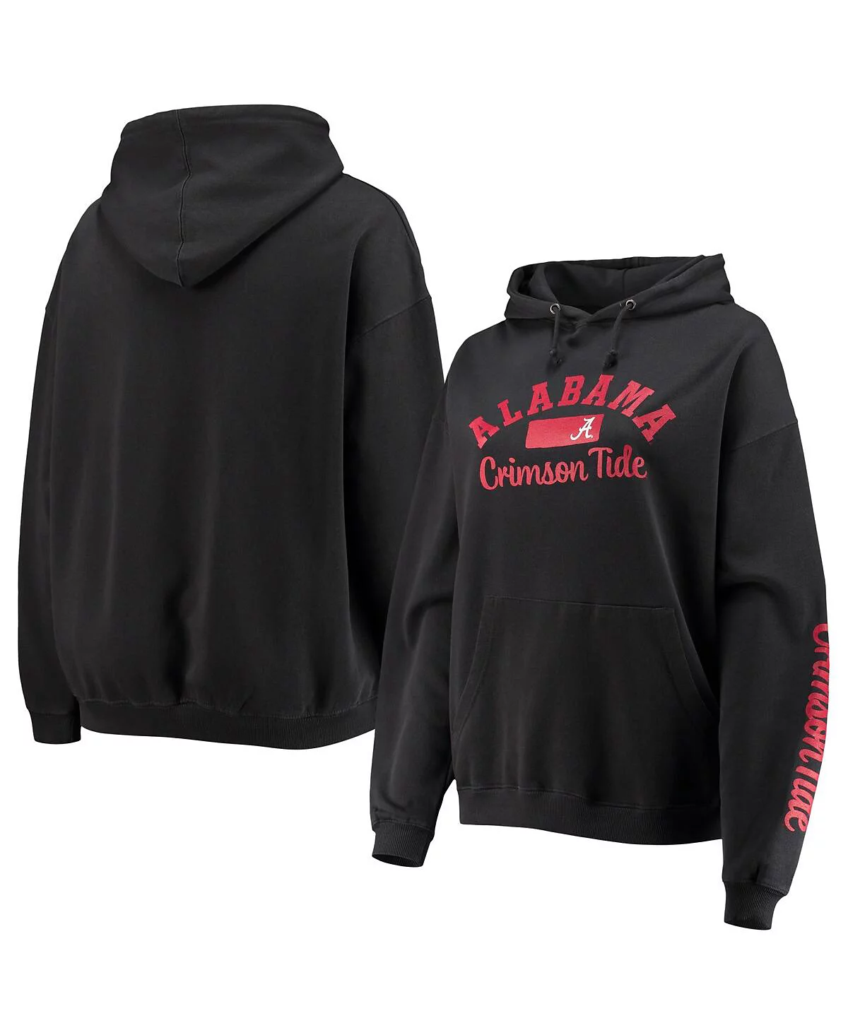 Womens Pressbox Black Alabama Crimson Tide Rock n Roll Super Oversized Pullover Hoodie 9890₽