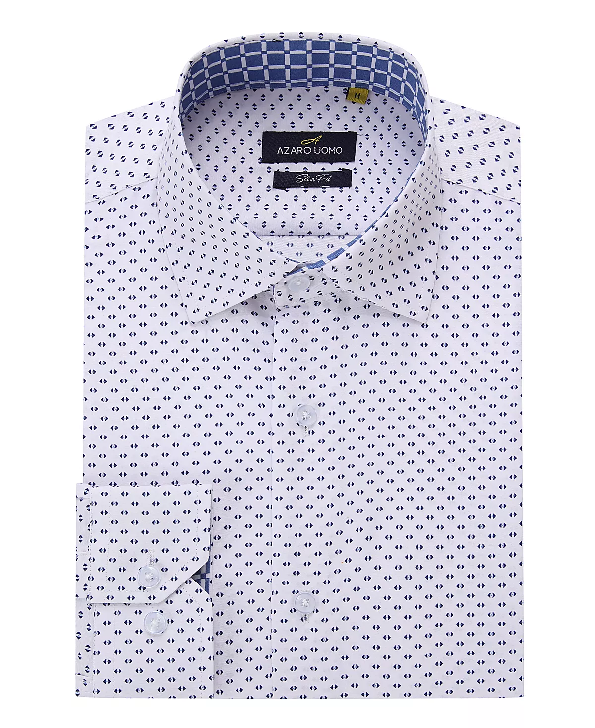 Мужская деловая рубашка с геометрическим рисунком и длинным рукавом на пуговицах