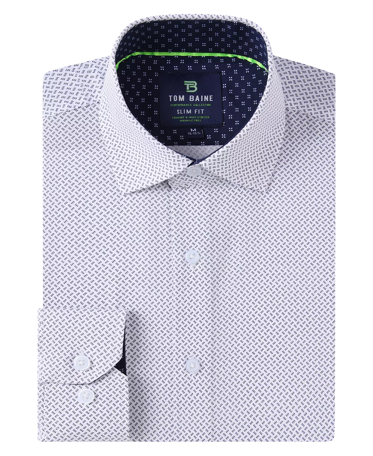 Мужская приталенная рубашка с геометрическим рисунком Performance Performance с длинным рукавом